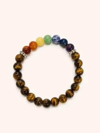7 chakra and tiger eye beaded bracelet with multicolour stones